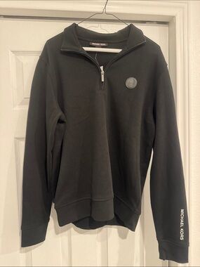 Michael Kors Men’s Dark Black Half-Zip Sweatshirt